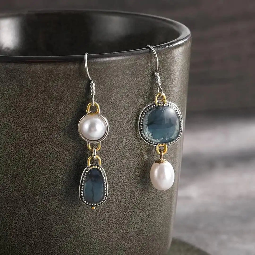 Elegante Blauwe Parel Oorbellen