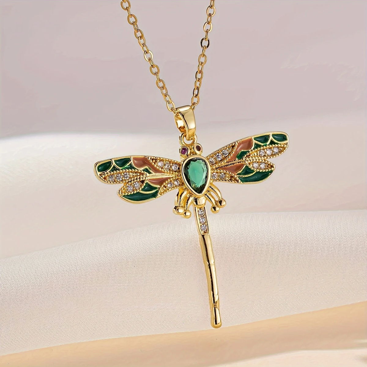 Luminous collier met groene libelle