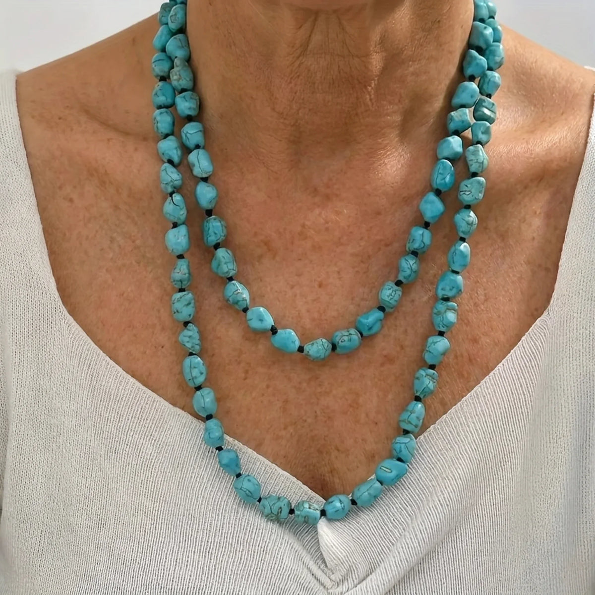 Vintage Dubbele Turquoise Ketting