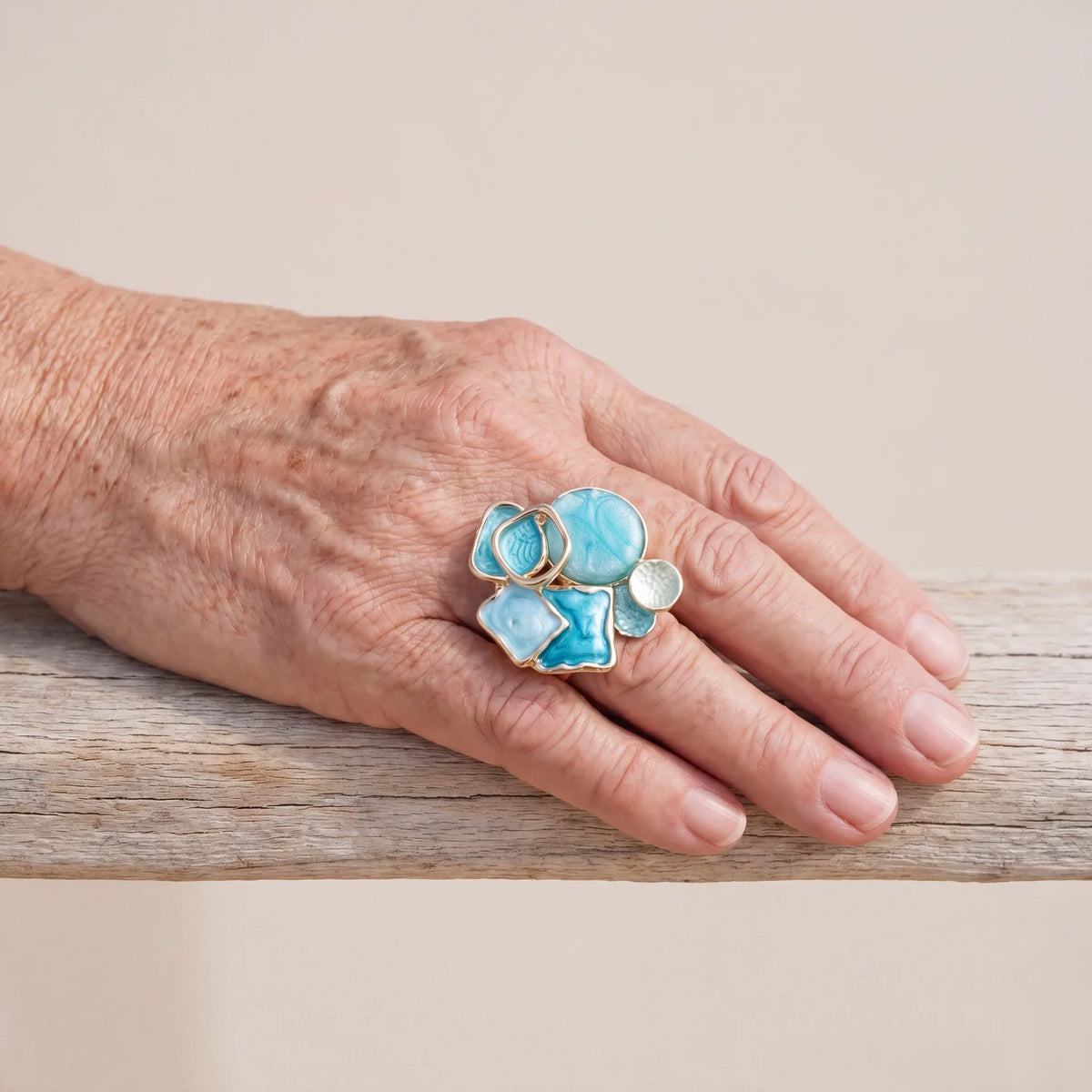 Turquoise Mozaïek Cocktailring