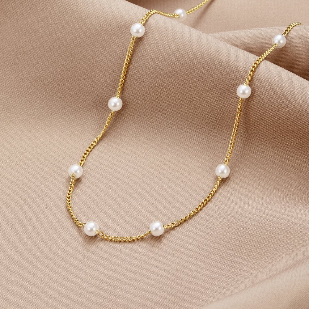 Tijdloze Parel Gouden Ketting