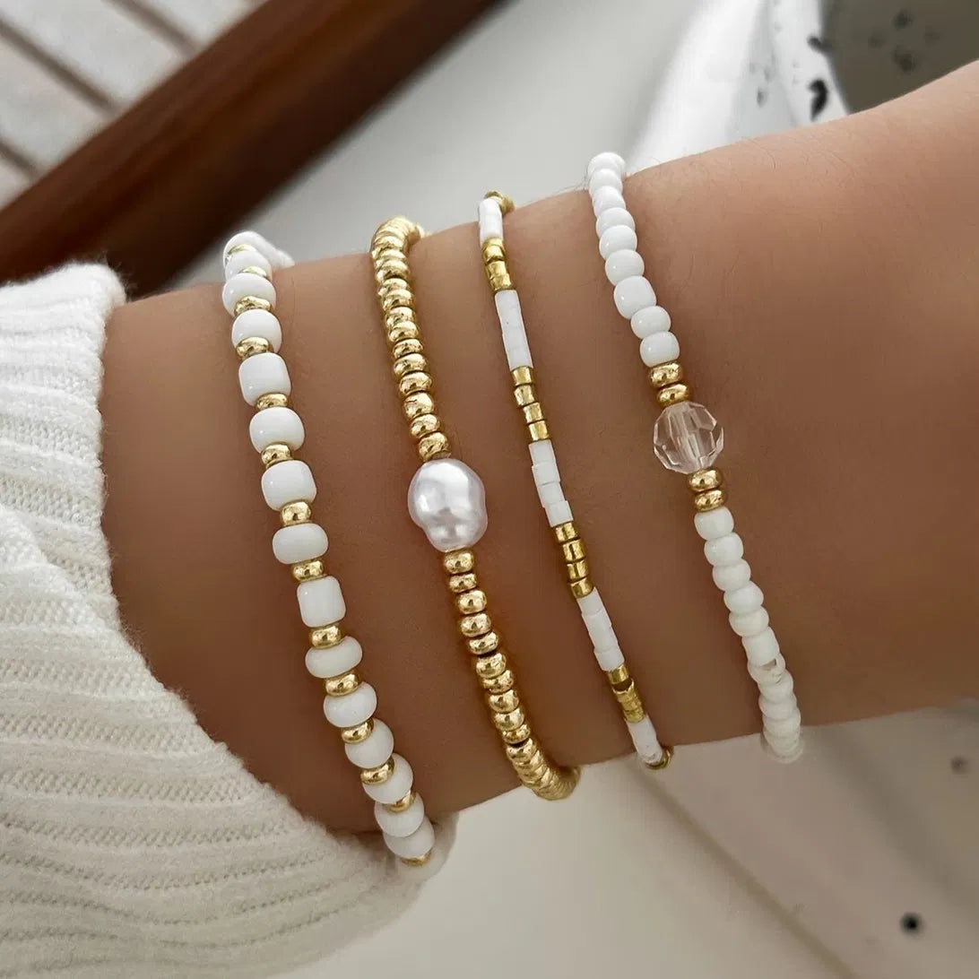 Gouden Parel Accent Armband Set van 4