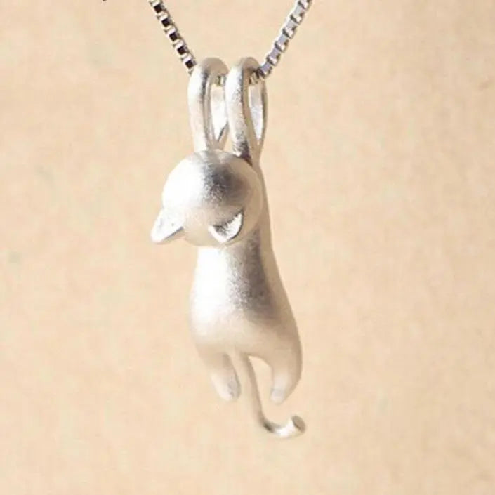 Speelse ketting met kittens van 925 zilver